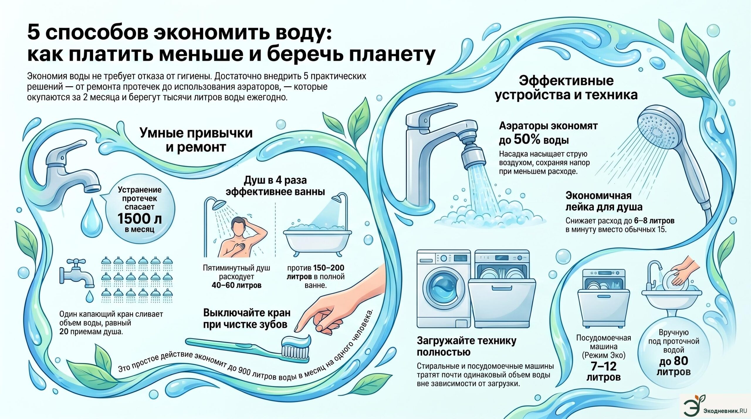 5 простых способов экономить воду в квартире